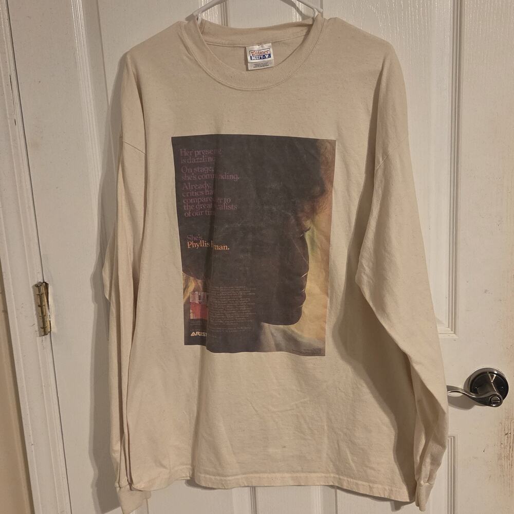 Vintage Phyllis Hyman Long Sleeve Shirt Hanes Beefy-T 90s Soul R&B Jazz Promo XL